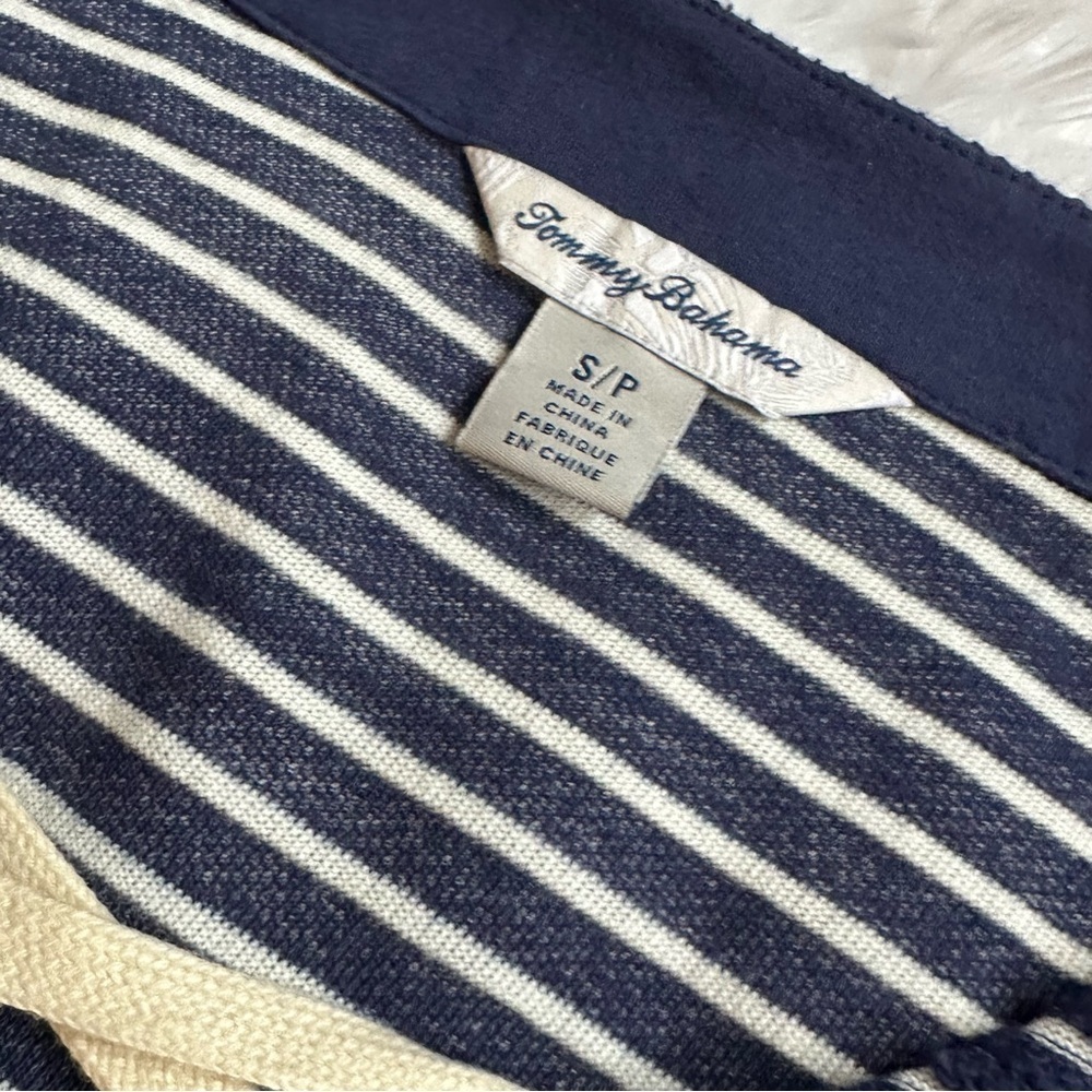 Tommy Bahama |  Navy and White Catalina Striped Lace-Up Knit Tunic | Small - Picture 5 of 13